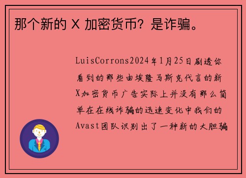 那个新的 X 加密货币？是诈骗。